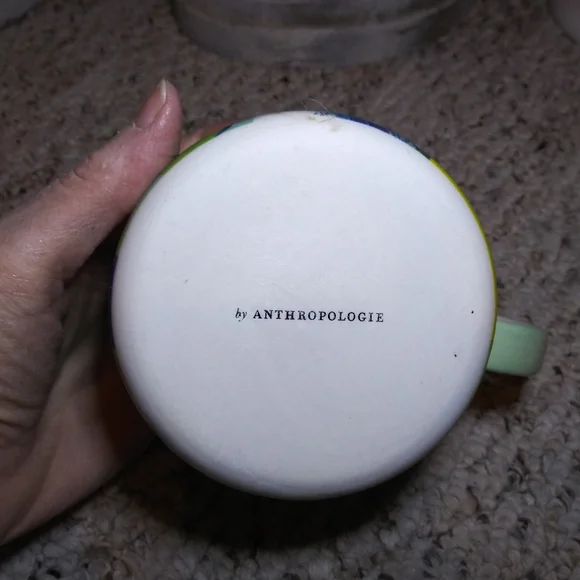 Anthropologie Lottie Green, Yellow, Brown & Blue Ceramic "E" Initial Mug - Picture 7 of 8